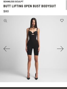 Skims Seamless Sculpt Butt Lifting Open Bust Bodysuit - Black Sz XL